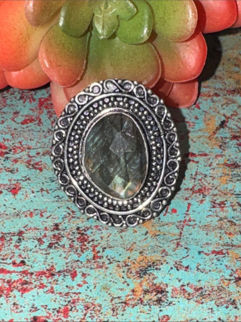 Silver Labradorite Ring